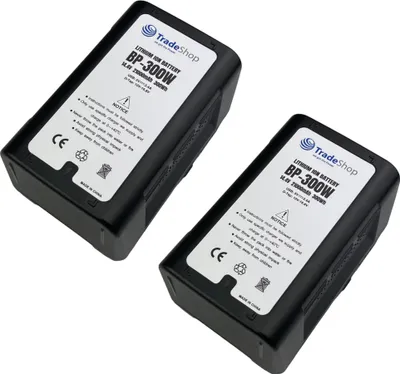 Produktbild von 2x Trade-Shop Li-Ion Akku V-Mount 14,4V 21000mAh 300Wh mit Twist D-Tap USB Ausgang für Sony BC-L70 F23 HDW-750P HDW-750PC HDW-790P HDW-F900R HVR-S270E