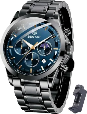 Produktbild von Herren Chronograph Herren Uhr 30M Wasserdicht Analoge Quarzuhr Armbanduhr Herren Business Kalender Sport Watch Geschenk für Männer
