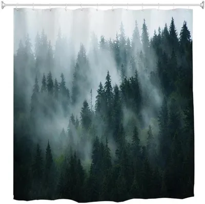 Obrázek produktu pro Sprchový závěs Unyqoos s lesním motivem a 12 háčky® do koupelny, 180 x 180 cm