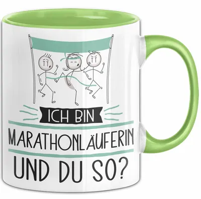 Produktbild von Marathonläuferin Tasse Geschenk Ich Bin Marathonläuferin Und Du So Geschenkidee Lustiger Spruch Becher (Grün)