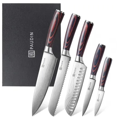 Image de Omgoods - Ensemble de couteaux de cuisine professionnels, 5 pièces, en acier inoxydable