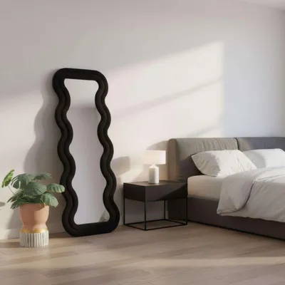 Produktbild von Skye Decor, Eleganter Cheval-Spiegel in Schwarz, 65 cm x 170 cm | 100% MDF, Wandmontage möglich | Moderner, zeitloser Stil für Ihr Zuhause, ideal für Ankleidezimmer.
