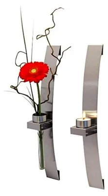 Produktbild von Wandkerzenhalter mit Vase, 39,5 cm, Silber