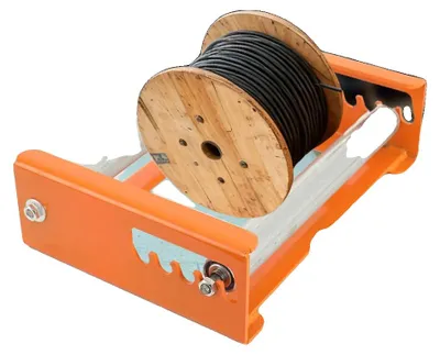 Productafbeelding van Kabeltrommelhouder, draagvermogen 200 kg, 5-voudig verstelbaar, maximale breedte 360 mm, geschikt voor diameters van 180-480 mm, duurzame stalen constructie