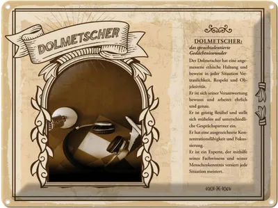 Produktbild von vianmo Blechschild 30x40 cm Dolmetscher Gedächniswunder Beruf Arbeit