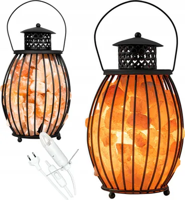 Zdjęcie produktu dla Lampa solna HIMALAJSKA metalowy kosz latarnia jonizator powietrza Laterna