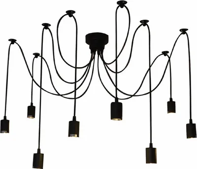 Obrázek produktu pro Lixada 8 ramen (každé s 1,7 m drátem) Starožitná klasická nastavitelná DIY stropní pavoučí lampa Světlo E27 Lustr Přívěsek Jídelna Ložnice Hotel