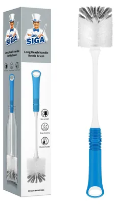 Flaschenbürste mit langem Stiel, Nylon, 5,5 cm Kopf, Blau