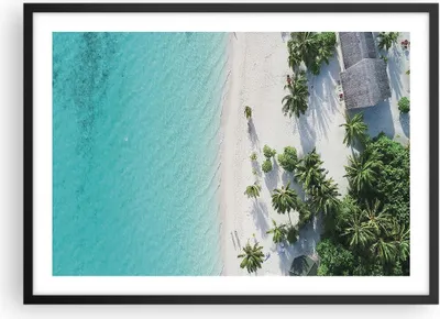 Produktbild von Gerahmtes Poster - Schwarzer Rahmen - Luftaufnahmen himmlisch Strand - 70x50 cm - Wand Bild - Wanddeko - Wandbilder - Kunstposter - Wandposter - Bilderrahmen - Bilder - Kunstdruck - P2BAA70x50-4532