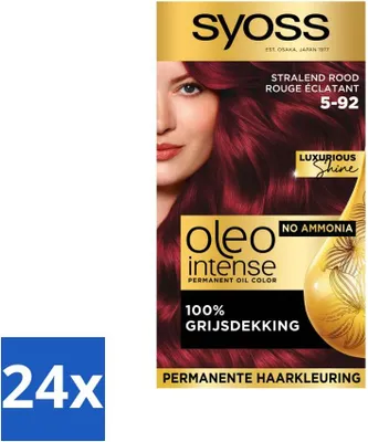 Productafbeelding van SYOSS - Oleo Intense 5-92 - Haarkleuring - Permanente haarkleur - Helmerood - Langhoudende kleur - Voordeelverpakking - 24 stuks