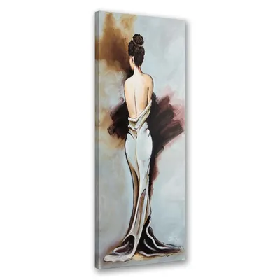 Produktbild von Leinwandbild frau im kleid 40x120 cm Feeby braun wandbild bereit zum aufhängen