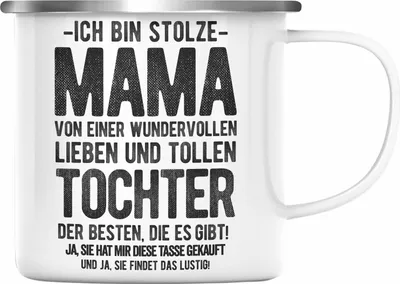 Produktbild von Trendation - Mama Tochter Emaille Tasse Geschenk Mutter Töchter Geschenkidee Partner Ja Sie Hat Mir Diese Emaille Tasse Gekauft (Silber)