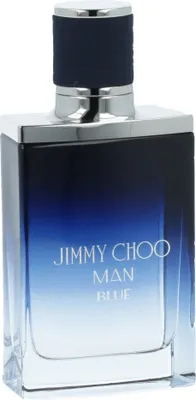 Productafbeelding van Jimmy Choo Man Blue, voor heren, 50 ml, niet navulbare fles, geur: bergamot, zwarte peper, salie, lavendel, amber, appel, leer, ananas, patchouli, sandelhout, vanille, vetiver
