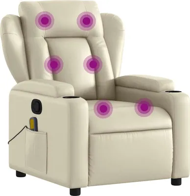 Produktbild von vidaXL Massagesessel mit Relaxfunktion, Kunstleder, Creme