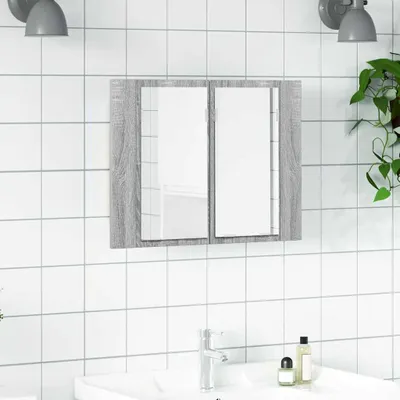 Obrázek produktu pro vidaXL LED zrcadlová skříňka Grey Sonoma 60x12x45 cm Dřevěný materiál