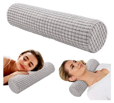Produktbild von Nackenrolle mit Bezug aus Memory Foam, 11x45 cm, Orthopädisches Nackenkissen, Waschbar, Kissenrolle, Knierolle, Lagerungsrolle