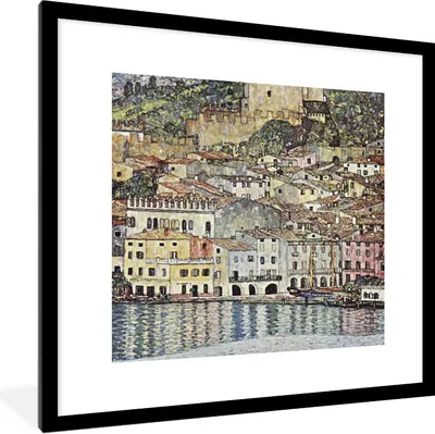 Produktbild von MuchoWow® Gerahmtes Poster Landschaft - Gustav Klimt 40x40 cm - Poster mit Schwarzem Bilderrahmen Wandposter Rahmen Foto Bilder - Poster - Plakat im Rahmen