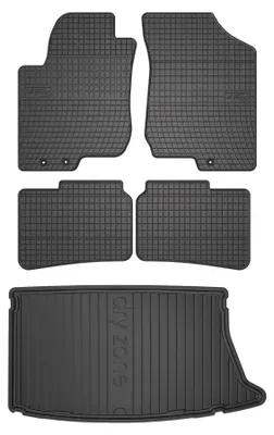 Productafbeelding van Rubberen automatten + kofferbakmat voor Hyundai i30 I 2007-2012 (hatchback) – 5-delig, zwart, op maat – Wielganizator SolidPRO
