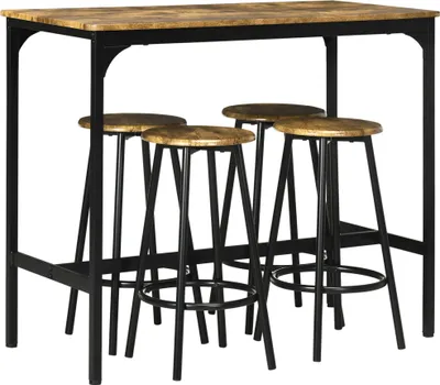 Produktbild von Bar-Set - Bartisch und Barhocker - 5-teiliges Set - Metallrahmen - Für gewerbliche Nutzung - Rustikbraun
