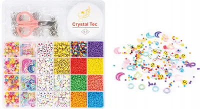 Produktbild von Schmuckset bunter Perlenmix mit Zubehör in Kunststoffbox Aliga