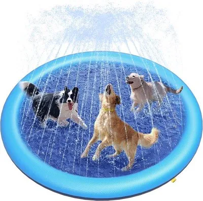 Produktbild von Hundespritzkissen - Antirutsch Hundespielplatz für große Hunde - BPA-frei - 058 mm dick - Hundespritzgerät - Wasserspielzeug - Blau - 170 cm