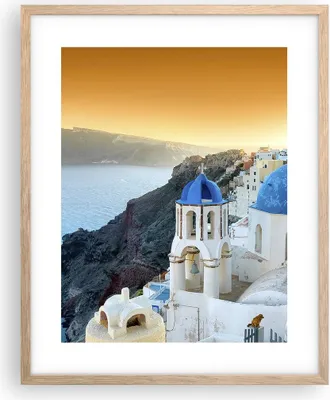 Produktbild von Gerahmtes Poster - Rahmen in heller Eiche - Santorini Griechenland Urlaub Insel - 40x50 cm - Wand Bild - Wanddeko - Wandbilder - Wandposter - Bilderrahmen - Bilder - Kunstdruck - P2NPA40x50-2529