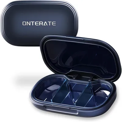 Imagen del producto de Caja para pastillas con 3 compartimentos, de 8,2 x 4,5 x 1,8 cm, ideal para llevar de viaje