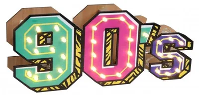 Produktbild von 90er-Jahre LED Tischdekoration Aufsteller aus Holz 22x4x10 cm