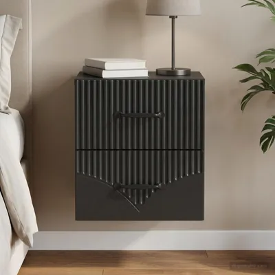 Image de vidaXL Table de chevet murale noire 34,5 x 33 x 40 cm