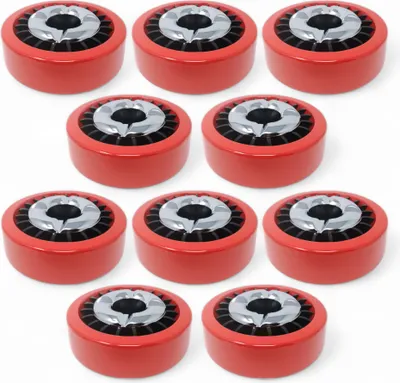 Produktbild von 10x Rot, Starlet24® Windaschenbecher Gluttöter rund flach - stabiler Metall-Kunststoff-Aschenbecher für draußen & drinnen, spülmaschinenfest