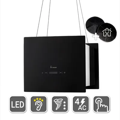 Image de Hotte aspirante cuisine, Hotte Îlot, 40cm  acier inoxydable verre noir
