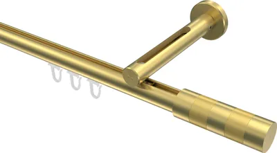 Produktbild von Interdeco Innenlaufstange / Gardinenstange mit Innenlauf Messing-Optik, Typ Siteno Mavell (Zylinder Bicolor), 20 mm Ø 1-läufig, 180 cm