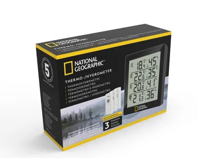 Zdjęcie produktu dla Termohigrometr NATIONAL GEOGRAPHIC 4 zakresy pomiarowe czarny