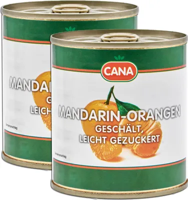 Produktbild von Food-United MANDARINORANGEN 2x480g aus der Türkei, ohne Aroma- Farb- & Konservierungsmittel von CANA Obstkonserven-Obstdosen, geschälte und entkernte Mandarin-Orangen geeignet für Obstsalat & Kuchen oder als Alternative zu Clementinen Tangerinen Satsuma