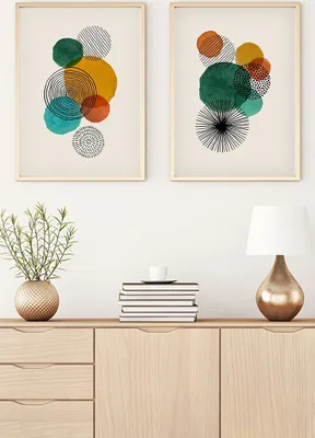 Produktbild von Wallity, Dekoratives gerahmtes MDF-Gemälde (2 Stück), 30 x 40 cm | 100% MDF (3 mm), Rahmen: 100% MASSIVHOLZ (2,5 cm) | Stilvolle Wanddekoration für jedes Zuhause.