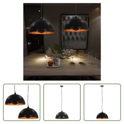 Produktbild von The Living Store Deckenleuchten 2 Stk. Schwarz und Gold Halbkugelförmig 40cm E27