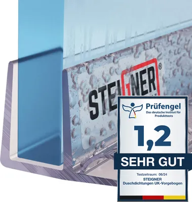 Image de STEIGNER Joint de douche pour paroi en verre, 70cm, vitre 6/ 7/ 8 mm, joint d'étanchéité PVC droit pour les cabines de douche réctangulaires, UK19