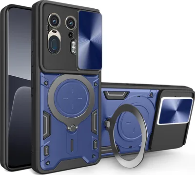 Produktbild von Handyhülle für Motorola Edge 50 Ultra/Moto X50 Ultra Dual-Layer Stoßfest Rüstung Hülle mit Dia Kameraschutz und Kreisförmig Ring Ständer Blau