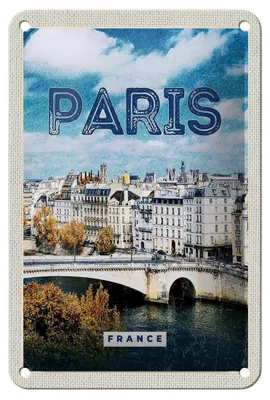 Produktbild von Blechschild Reise 12x18cm Paris Frankreich Trip Stadt Vintage Schild
