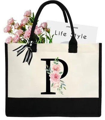 Produktbild von Personalisierte schwarze Strandtasche mit Reißverschluss und Innenfach