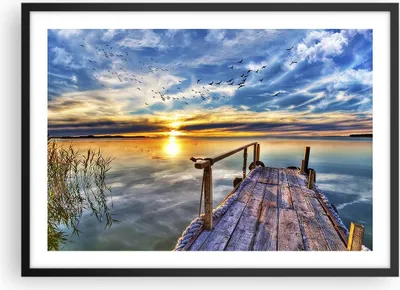 Produktbild von Gerahmtes Poster - Schwarzer Rahmen - See Brücke - 70x50 cm - Wand Bild - Wanddeko - Wandbilder - Kunstposter - Wandposter - Bilderrahmen - Bilder - Kunstdruck - Wandbild - P2BAA70x50-3963