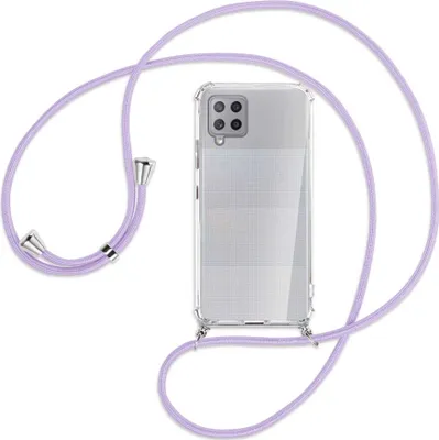 Produktbild von Handykette Backcover-Schutzhülle mit Band (Metall silberfarben) für Samsung Galaxy A42 5G - violett