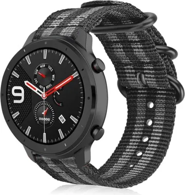 Produktbild von Strap-it Xiaomi Amazfit GTR Nylon Schnallenarmband (Schwarz/Grau)