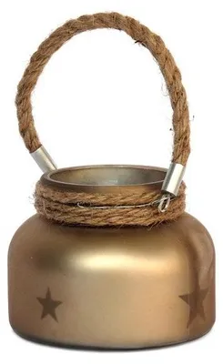 Obrázek produktu pro Skleněná svícenka zlaté barvy, základna o průměru 12,5 cm, výška 9,5 cm