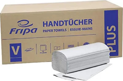Zdjęcie produktu dla Fripa ręczniki papierowe 1-warstwowe 25x23cm składane w kształcie litery V naturalne