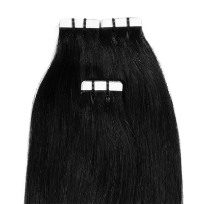 Image de hair2heart Premium Tape Extensions Human Hair Straight - 10 pásků 2,5g 60cm Natural Black