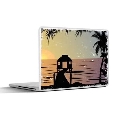 Produktbild von MuchoWow® Laptop Aufkleber Sticker Cover Pier - Meer - Nacht - Sommer 30x22 cm - Laptop-Sticker