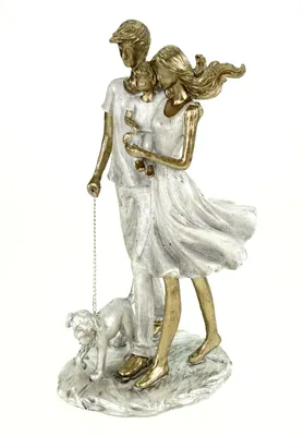 Produktbild von formano Dekofigur Familie mit Hund Moderne Paar Skulptur 26 cm Familienskulptur