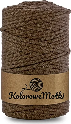 Zdjęcie produktu dla KoloroweMotki | Sznurek bawełniany z rdzeniem 100m 3mm Brązowy | Idealny do rękodzieła, makramy, na torebki, dywany, prac artystycznych