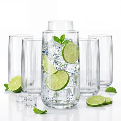 Produktbild von BigDean 6er Set Geriffelte Gläser, Trinkgläser 509 ml, Wassergläser spülmaschinenfest Gefertigt in Europe